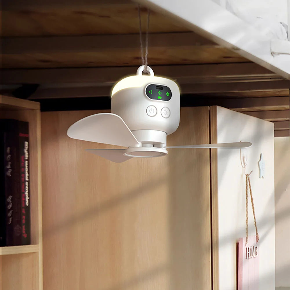 8000mAh USB Rechargeable Ceiling Fan Removable Blades Night Lamp Lighting Capacity Household Outdoor Fan LED Lamp Ceiling Fan - Stereotech