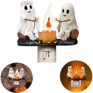 Ghost Campfire Flickering Nightlight Bonfire Flame Halloween Night Light LED Small Electric Simulation Bonfire Star Night Light