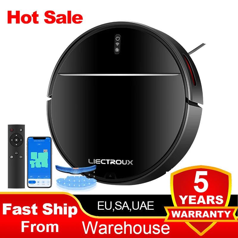 Liectroux M7S Robot Vacuum Cleaner,Smart Dynamic Navigation,4000Pa,Wet Mop,WiFi,Silent,Work with Alexa &amp; Google Home