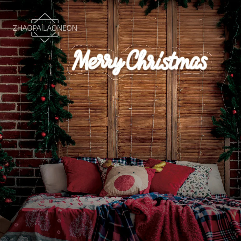 Happy New Year Neon Lights Christmas Decoration 2025 Merry Christmas Home Decoration Bedroom Neon Led Sign  Wall Decor Wedding