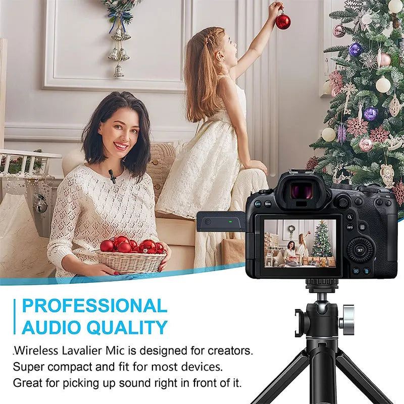 K35 Pro Wireless Lapel Microphone Mini Lavalier Buttonhole Mic For Cell Mobile Phone Camera Streaming Recording PC Iphone Ipad - Stereotech