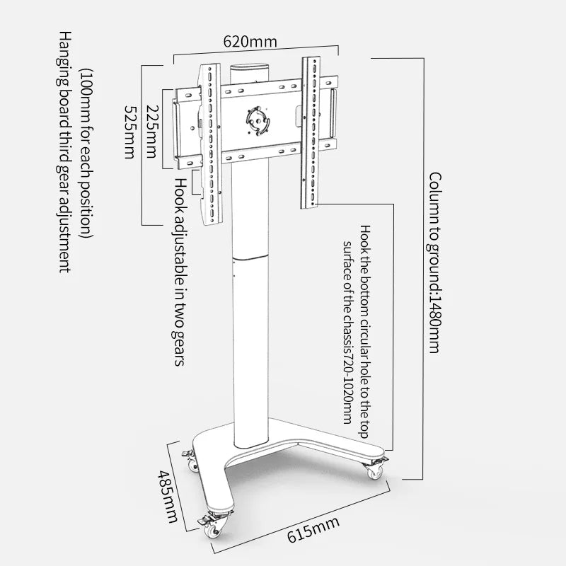 HILLPORT Tilt TV Mobile Cart Free Lifting 37&quot;-70&quot; LED LCD Plasma TV Trolley Mount Stand Support vertical screen SC5211