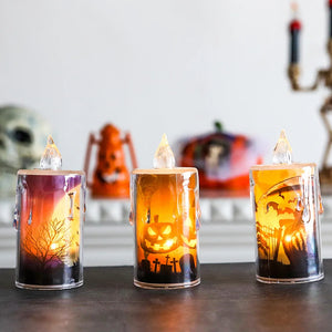 Halloween LED Candle Lights Horror Ghost Pumpkin Castle Hallowen Party Decoration Hanted House Horror Props Outdoor Ornaments
