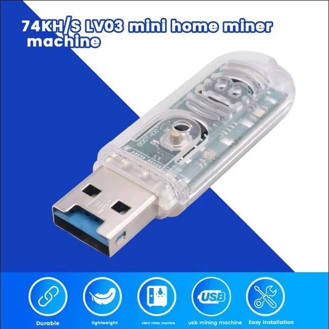 Usb btc solo miner Lucky miner LV03 nerdminer V3 Bitcoin miner  1W display she-256 asic ship mini USB 74KH/S btc usb miner