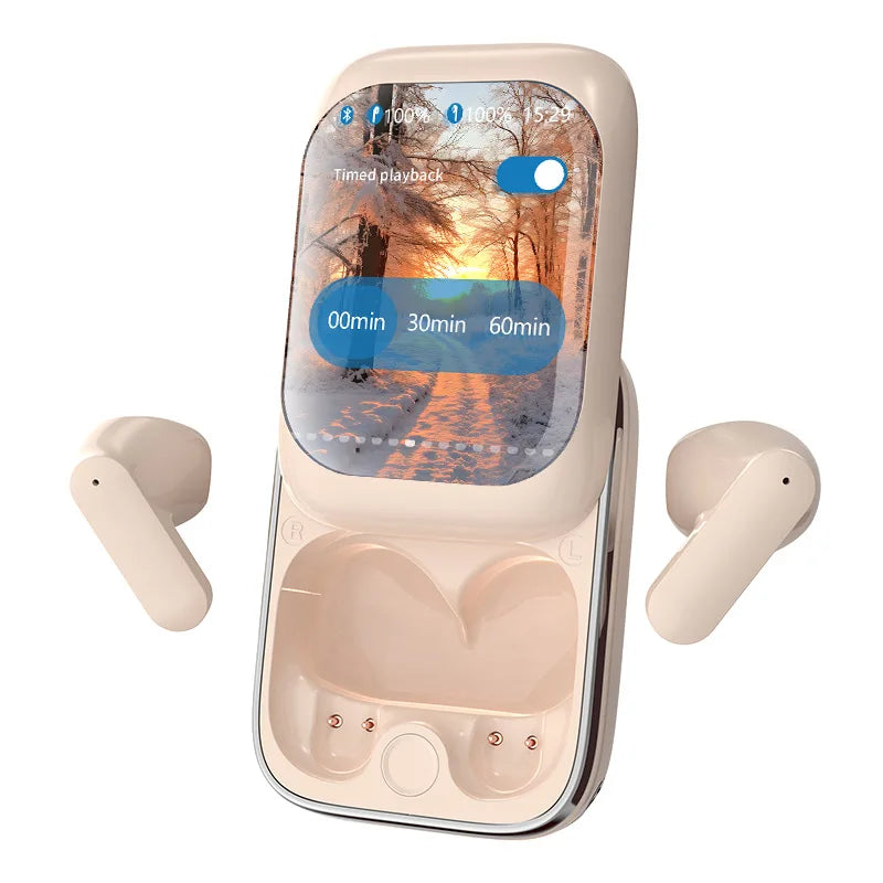2024 New Wireless Bluetooth Earphone Smart System&amp;Touchscreen Slide Headset TWS Mini Portable In-Ear Sport Earbuds Gift