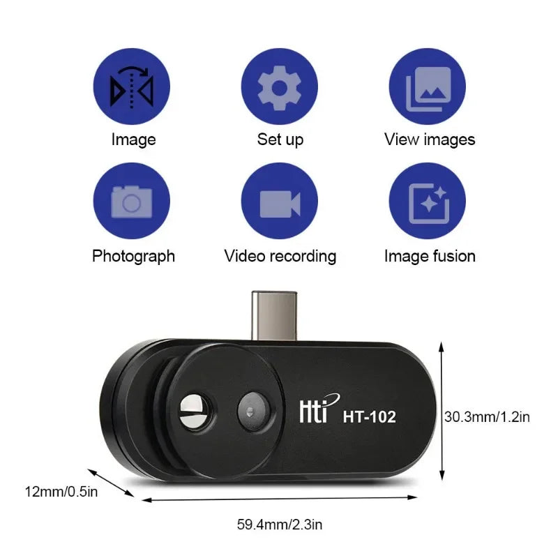 HT-102 Mobile Thermal Camera for Electronic Type-C Android Devices Infrared Thermal Imager for Underfloor Heating Tests