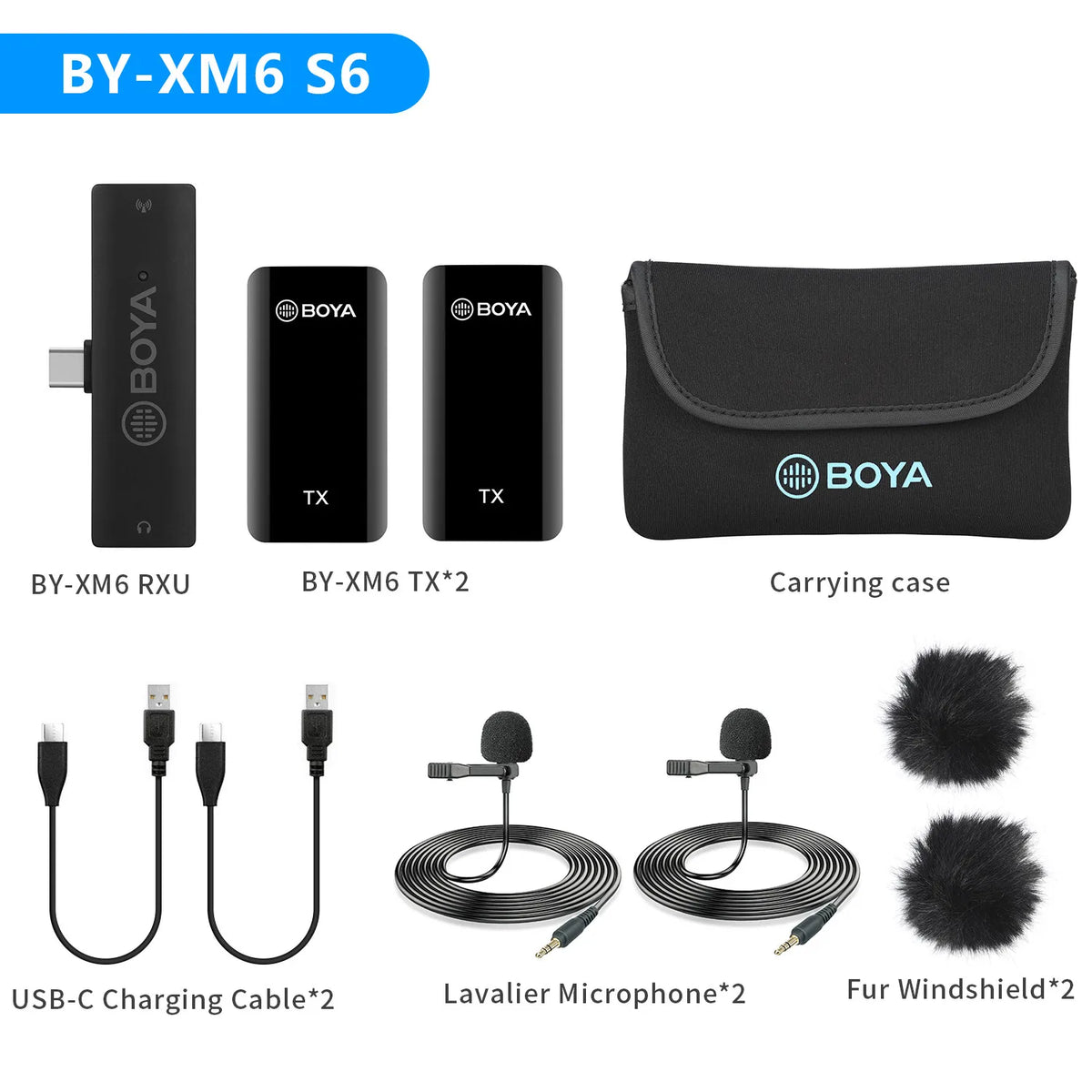 BOYA BY-XM6 S 2.4GHz Condenser Wireless Lavalier Lapel Microphone for PC Mobile Android iPhone DSLRs Cameras Streaming Youtube