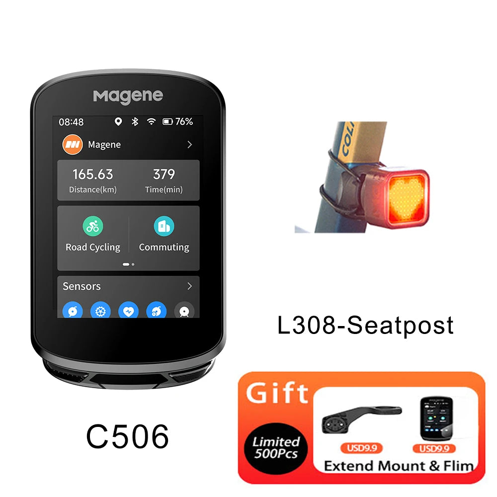 Magene C506 GPS Bike Computer Navigation WiFi Speedometer Color Touchscreen MTB Road Bicycle Odometer Cycling Training Notice