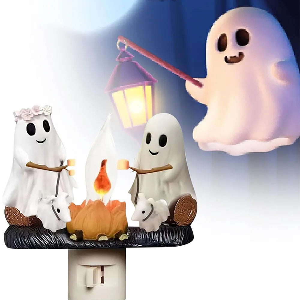 Ghost Campfire Flickering Nightlight Bonfire Flame Halloween Night Light LED Small Electric Simulation Bonfire Star Night Light