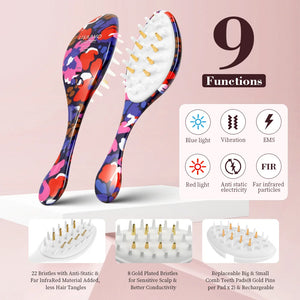 Electric Massage comb Ems Current Hair Comb Scalp massager Red and blue LED hair care to prevent hair loss