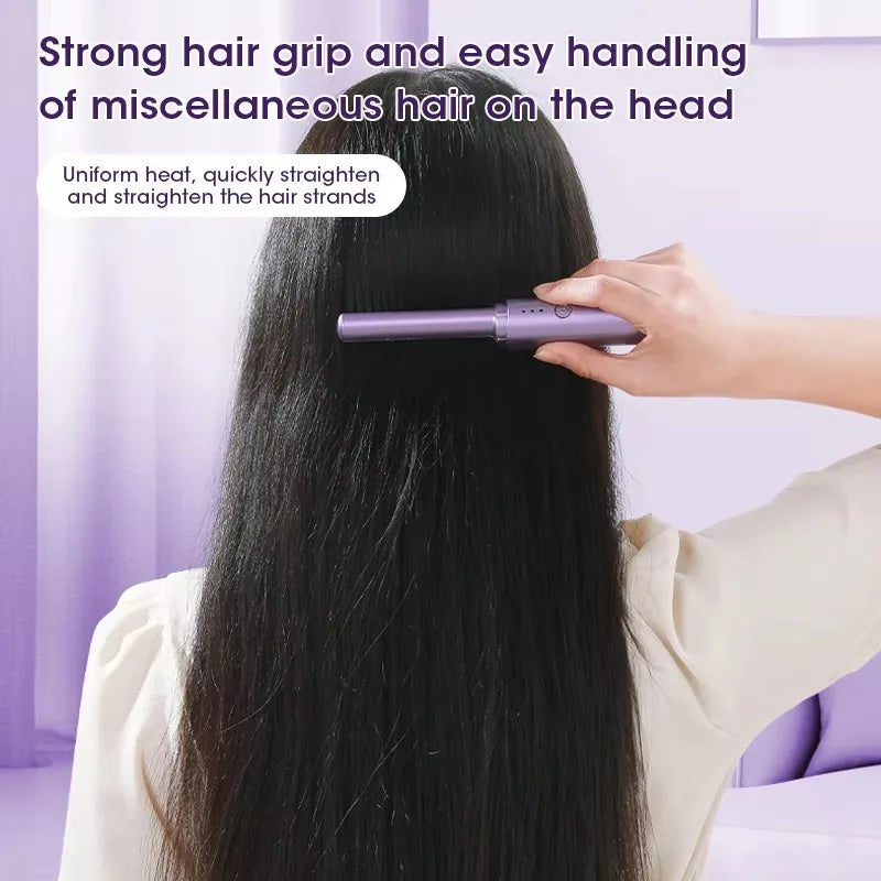 Electric Hot Hair Straighteners Hot Comb And Straightening Brush Heating Straight Curly Negative Ion Hot Straightener USB Charge
