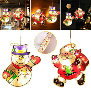 Christmas Window Hanging Led Light Xmas Ornament Suction Cup Battery Decor Santa Claus Snowman Hanging Lamps New
