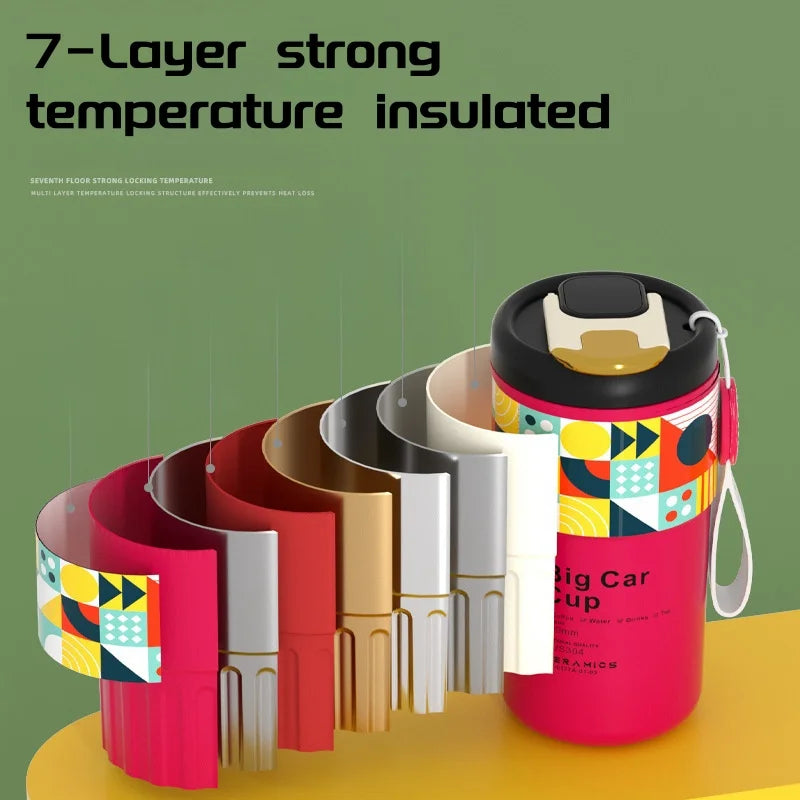Ceramic Liner Coffe Mugs Smart Thermos with Digital Screen Insulated Water Cups Portable Tumbler Leakage-proof Thermal Cups