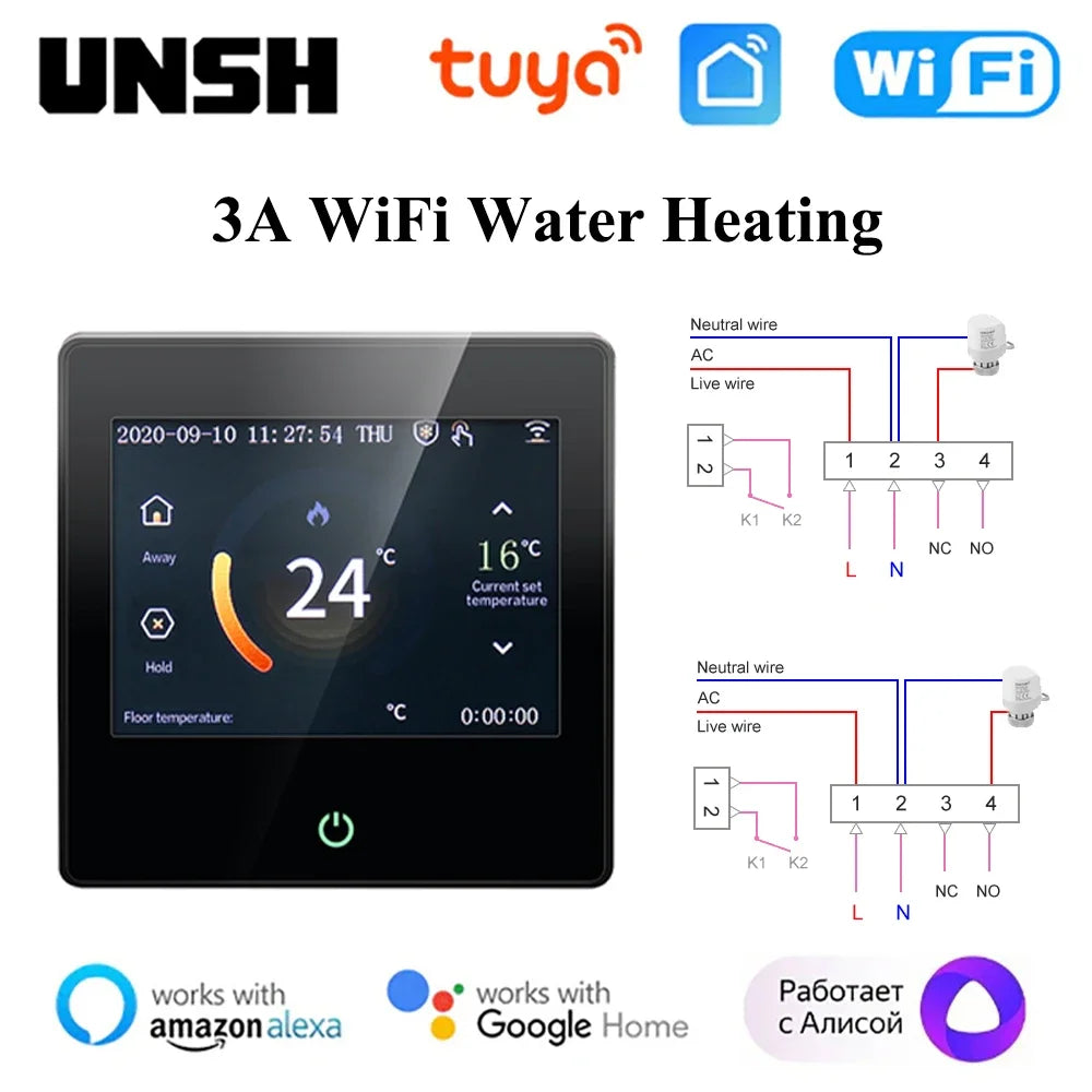 Tuya WiFi Smart Thermostat Temperature Heating Controller Water/Electric/Boiler Heating Led Touch Screen for Google Home/Alexa