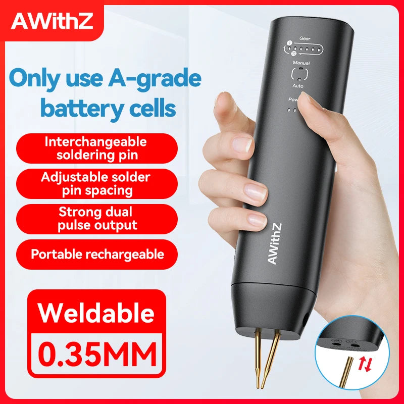 AWithZ 90 Gears Adjustable Spot Welder Portable Handheld Spot Welding Machine Energy Storage Spot Welding DIY for 18650 Battery