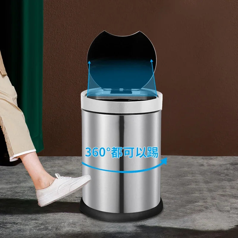 Automatic Sensor Luxury Trash Can 2022 Smart Cleaning Metal Garbage Bin Wastebasket Clean Bote De Basura Desk Assessories
