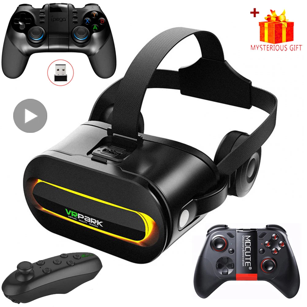 Smart Phone VR Glasses Virtual Reality Headset Bluetooth 3D Devices Headphones Helmet Goggles Lenses Smartphone Mobile Cell Viar