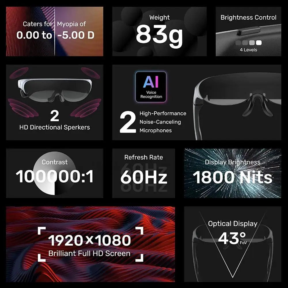 Rokid Air 3D Foldable VR Smart AR Glasses 120&quot; Screen 1080P OLED Dual Display 43°FoV 55PPD Home Game Viewing Device Glasses