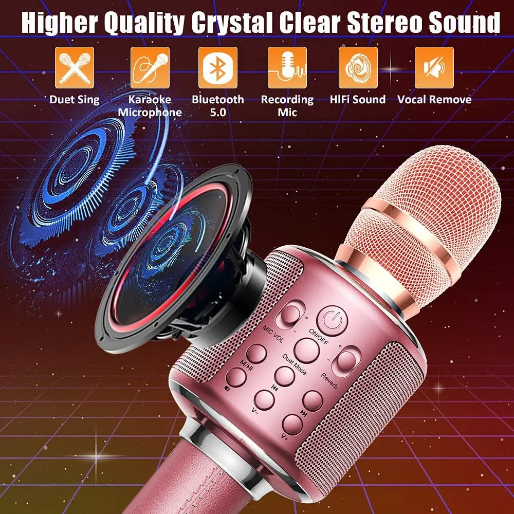 Bluetooth Microphone  Karaoke Portable  Home Wireless Singing Machine with Duet Sing/Record/Play/Reverb for Adult/Kid Gift