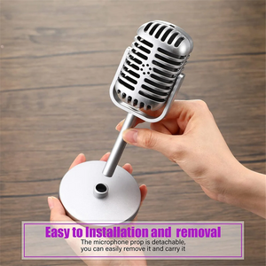 Classic Retro Dynamic Vocal Microphone Vintage Mic Universal Stand for Live Performance Karaoke Studio Recording Gold - Stereotech