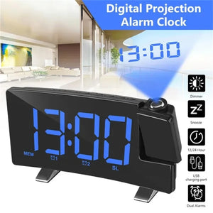 Multifuctional Projection FM Radio Alarm Clock Digital Clock with USB Charging Bedrooms Clock Wall Home Decor