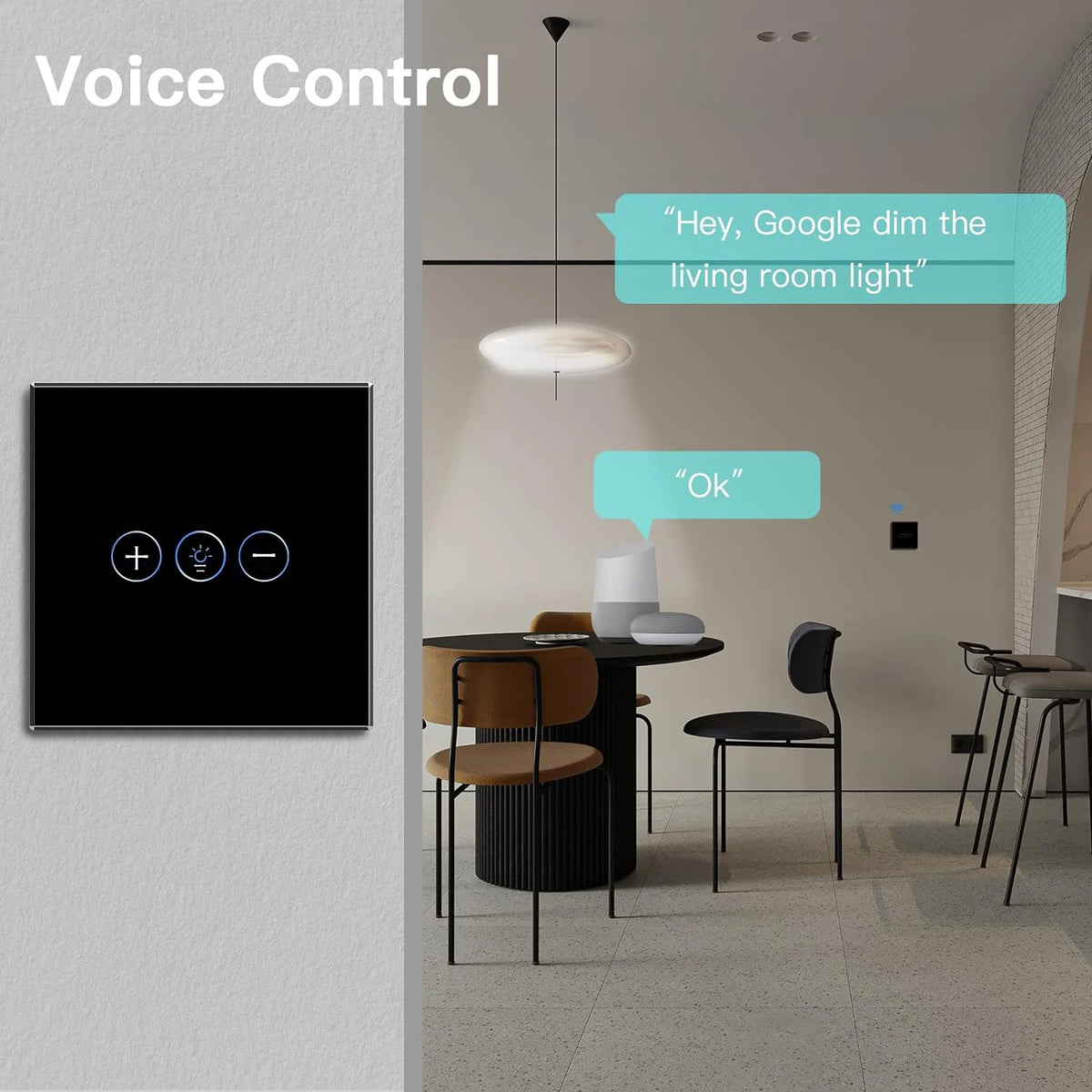 Tuya WiFi Smart Dimmer Switch Light Wireless Touch Dimming Wall Control LED Remote ON/Off EU 220V Work with Alexa Google Home