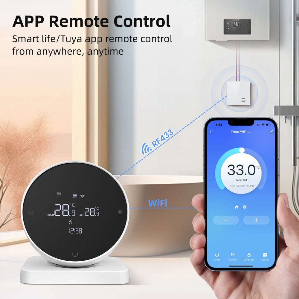 AVATTO Wifi Smart Thermostat,Tuya RF Wireless Temperature Controller for Gas Boiler Water Heating,Works with Alexa Google Home - Stereotech