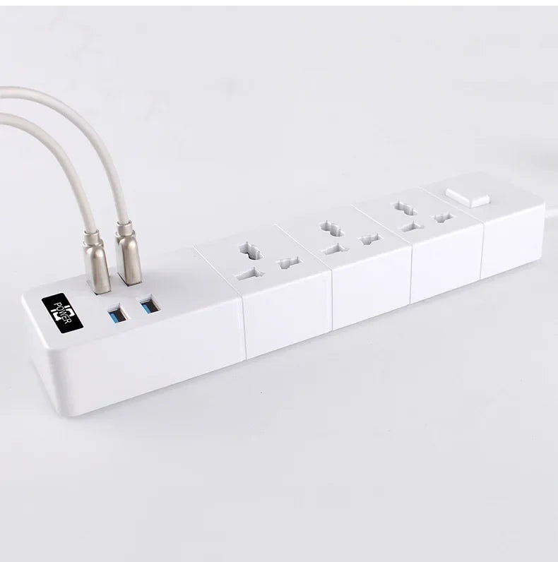 Power Strip Socket Universal Multi Plug 1 2 3 Outlest 110~250V 4 USB 5V 2.1A  2500W Black White Extension Cord Electric Sockets