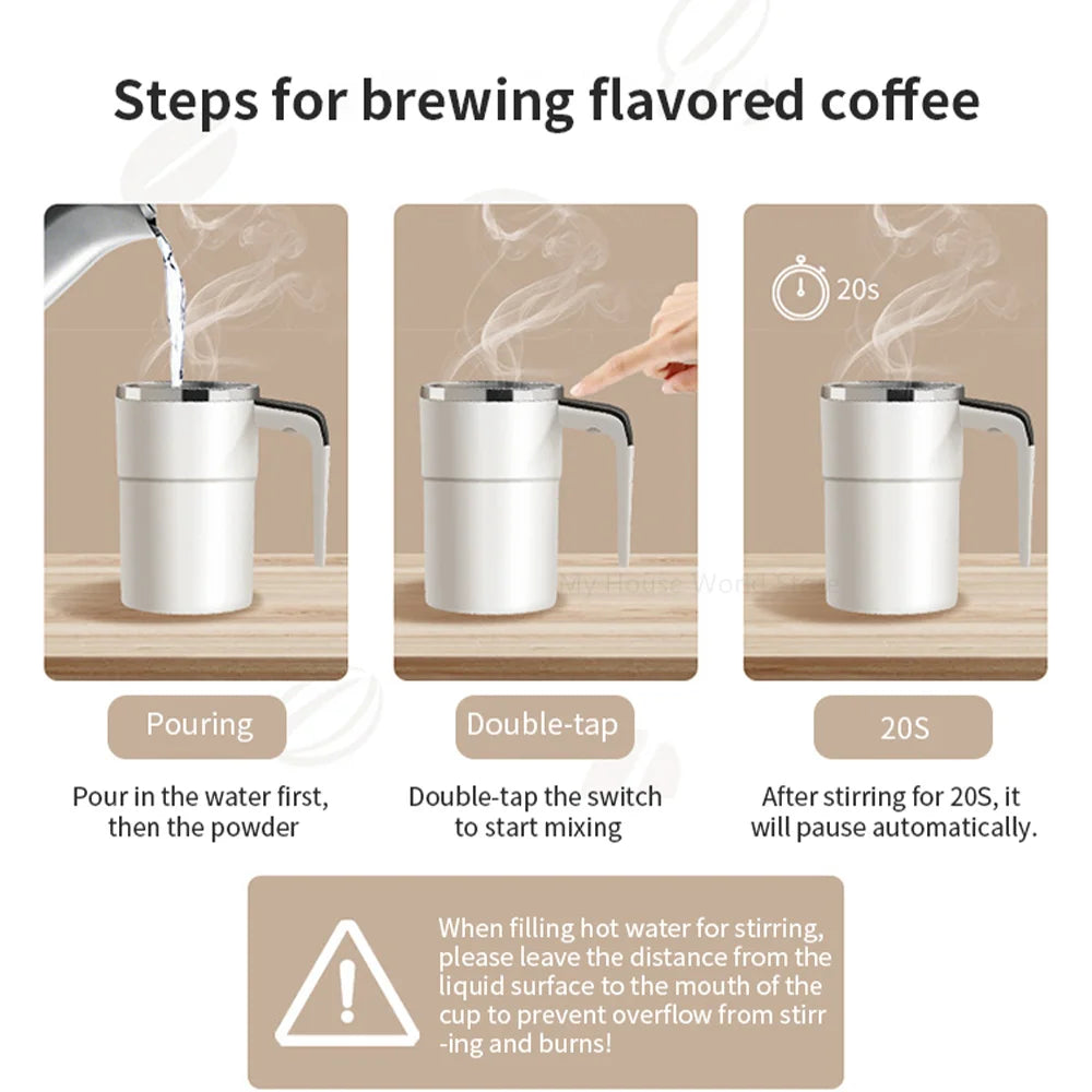 Automatic Stirring Cup Rechargeable Portable Coffee Electric Stirring Stainless Steel Mixer Rotating Magnetic Self Stirring Mugs