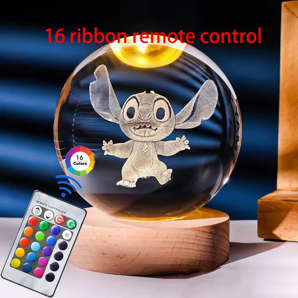 Hot 6cm 3D Crystal Ball Stitch 16 colors can be remotely controlled Crystal Planet Night Light Laser Carving Children&#39;s Gifts