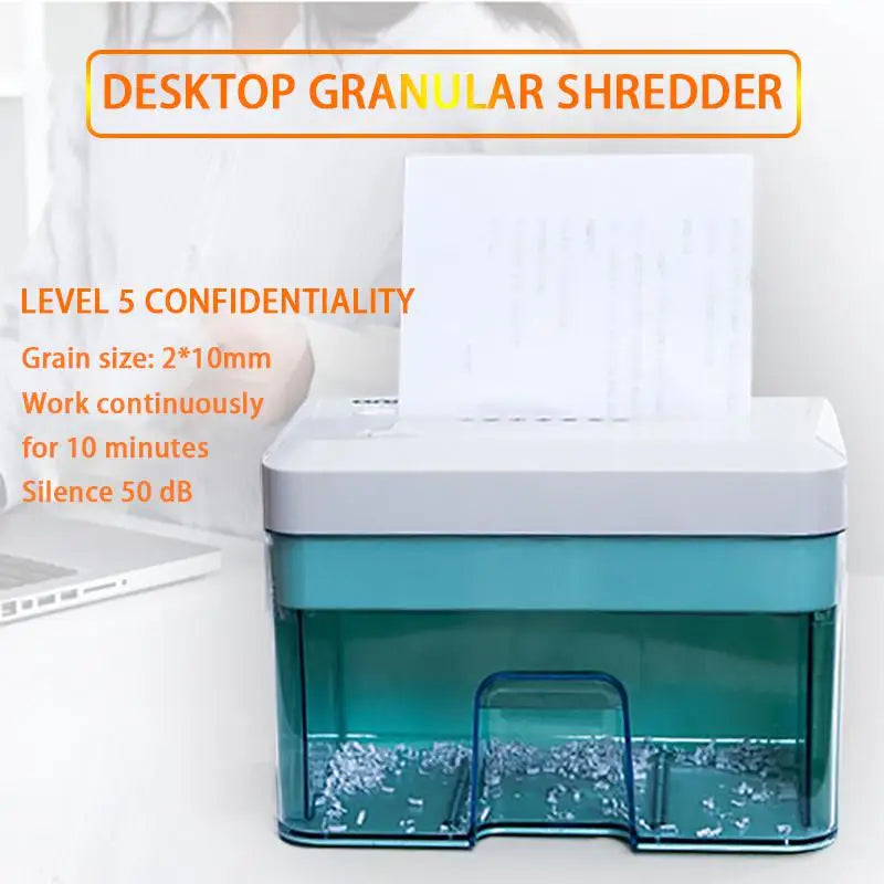 New Multifunctional Shredder Granular Mini Desktop Office Home Electric File Shredder After 2*10mm Home Office Paper Shredder