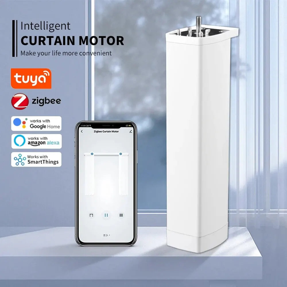 Tuya KR Zigbee Smart Motorized Electric Curtain Motor Intelligent Shutter RF433 Remote for Alexa Google Assistant Smart Things - Stereotech