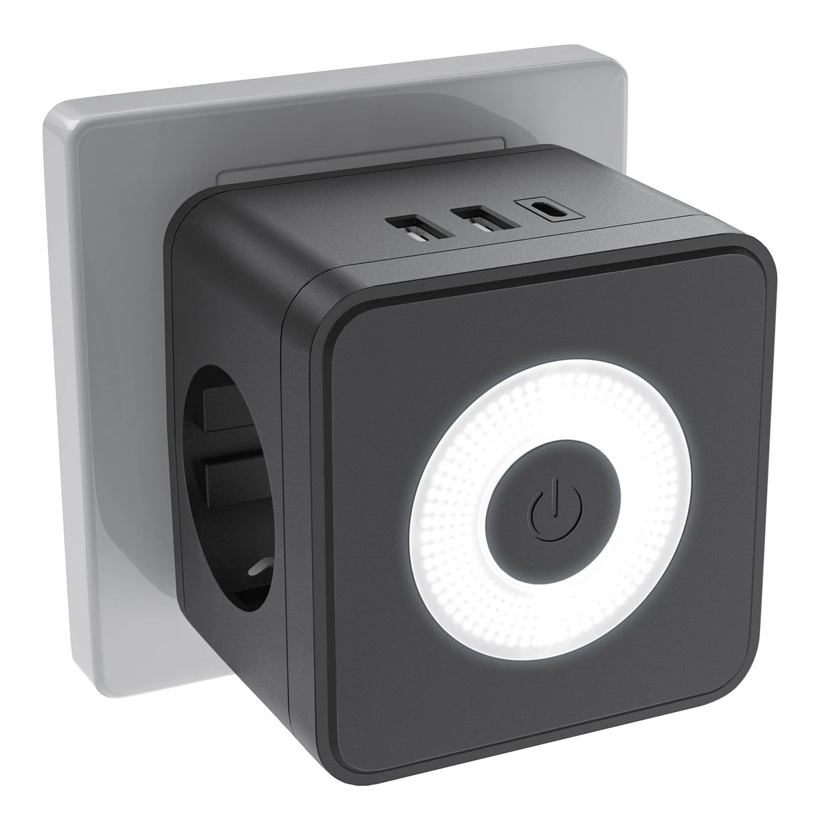 EU Plug Power Strip Cube with 2 AC Outlets 3 USB Charging Ports 250V/16A Multicontact Electric Socket Adapter With Night Light