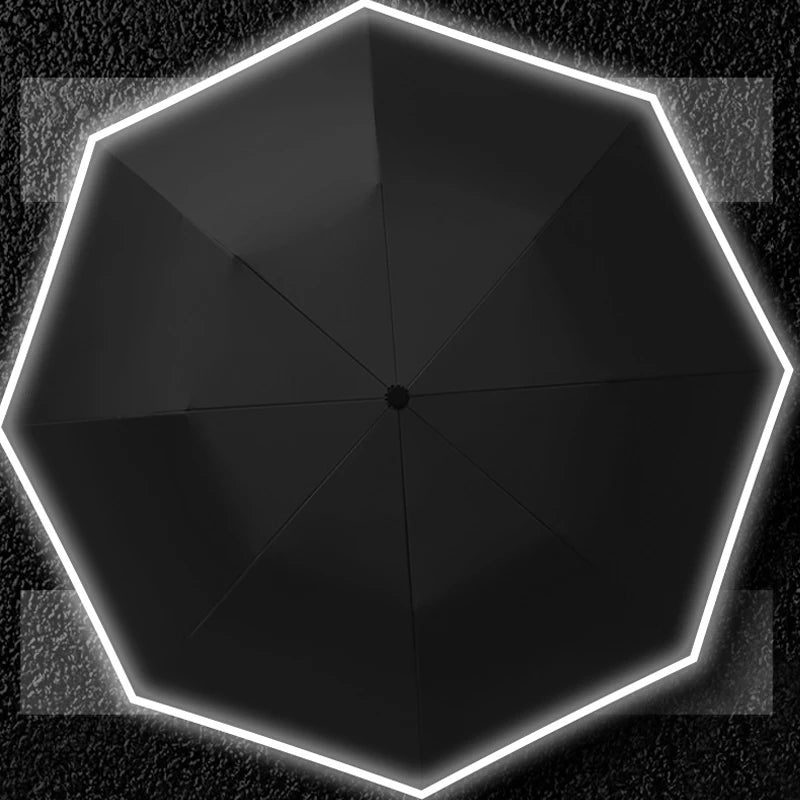 Two Fold Ring Buckle Hook Umbrella Large Size Reflective Strip Safety Umbrella Automatic Sunscreen UV Protection Women Sunshade