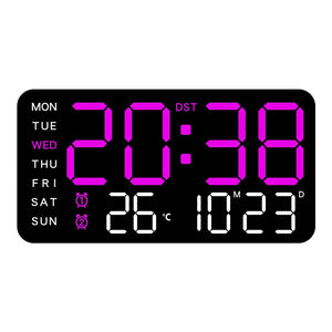 Digital Wall Clock Temperature Date Week Display Dual Alarm Clock Voice Control 5 Levels of Brightness Adjustment Table Clock