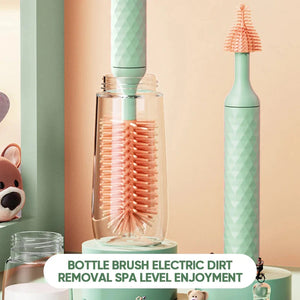 Electric Silicone Bottle Brush Baby Pacifier Thermos Cup Straw Cleaning Brush Long Handle Travel Cleaning Tools Set 1200mAh