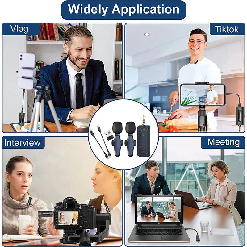 K35 Pro Wireless Lapel Microphone Mini Lavalier Buttonhole Mic For Cell Mobile Phone Camera Streaming Recording PC Iphone Ipad - Stereotech