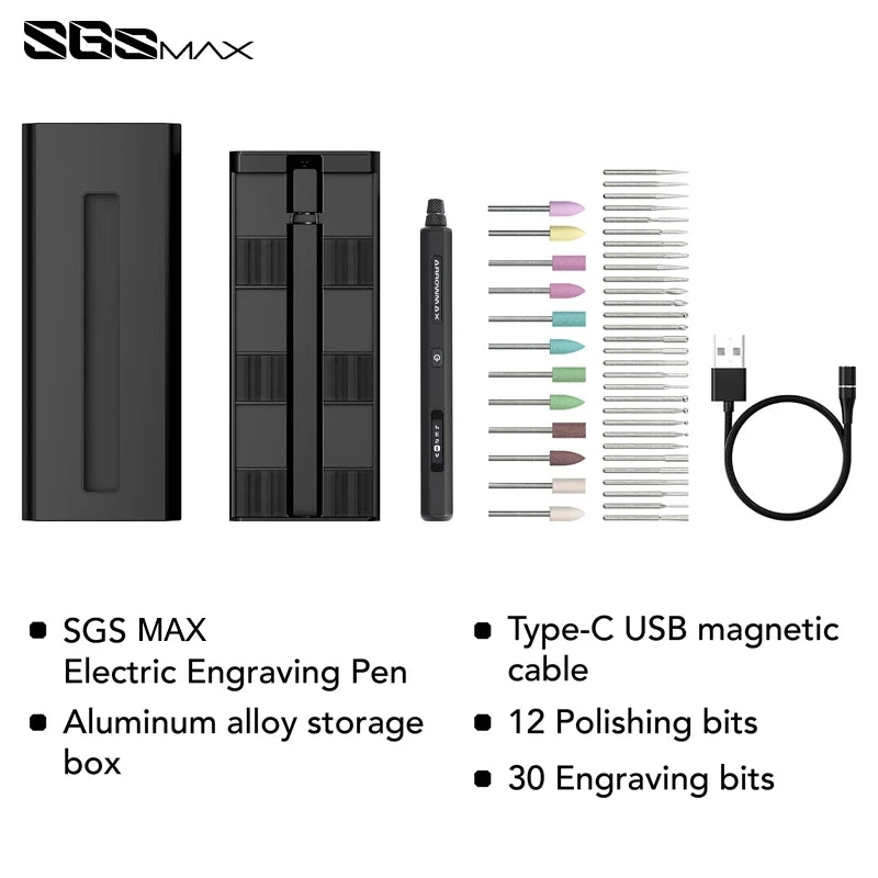 ARROWMAX SGS MAX Engraving Pen Electric Mini Grinder Cordless Rotary Tool with 42 Bits for Crafts Jewelry Wood Glass Carving