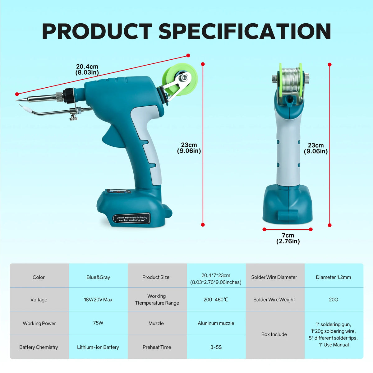 75W Cordless Soldering Iron Kit for Makita 18V Battery Fast Welding Tools with Digital Display Electric Solder Gun (No Battery)