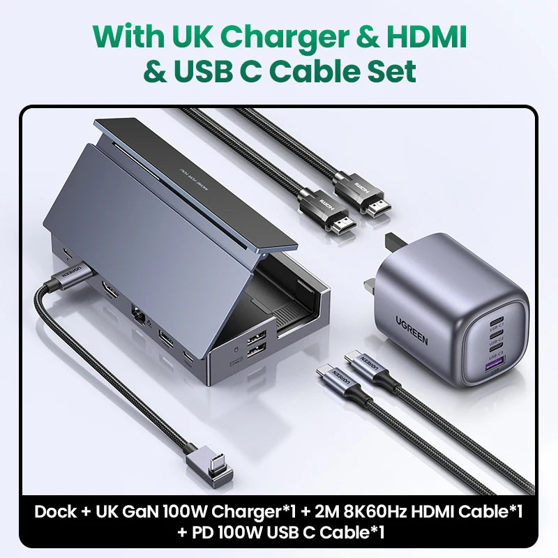 UGREEN Steam Deck Dock 4K60Hz 9 Ports RJ45 PD100W USB C HUB Compatible with Steam Deck ROG Ally LEGION Go iPhone 15 Pro/Pro Max