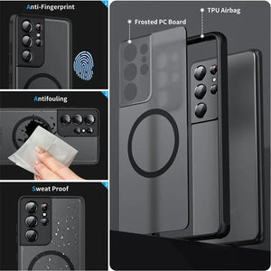 Luxury Frosted Magnetic Case for Samsung Galaxy S24 Ultra S24 S23 S22 S21 Ultra Plus FE A54 A53 5G Wireless Charge Matte Cover