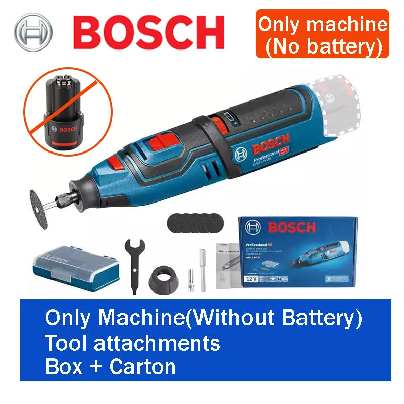Bosch GRO 12V-35 Wireless Rotary Tool 12V 2.0Ah 3.0Ah Li-Battery Mini Electric Grinder Polishing Cutting Machine Electric Drill