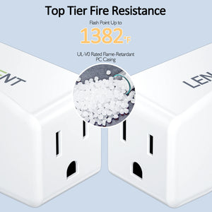 LENCENT 4 PCS Travel Adapter with 3 Outlets Multi Plug Extender 3 Prong to 2 Prong Polarized Grounding Adapter for Home Office