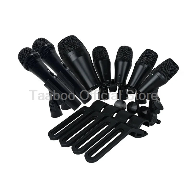Multi Microphone Kits Professional Jazz Drum Dynamic Mic Sound Recording Wired Microphone Set for Stage Bar Band Performance