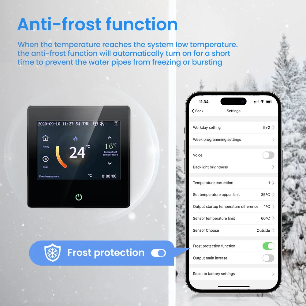 Tuya WiFi Smart Thermostat Temperature Heating Controller Water/Electric/Boiler Heating Led Touch Screen for Google Home/Alexa