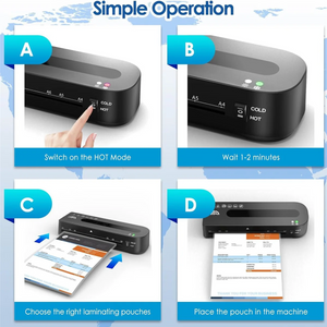 Thermal Laminator Machine A4 Personal Laminator for Teachers, Mini Laminator Kit for School Home Office-US Plug