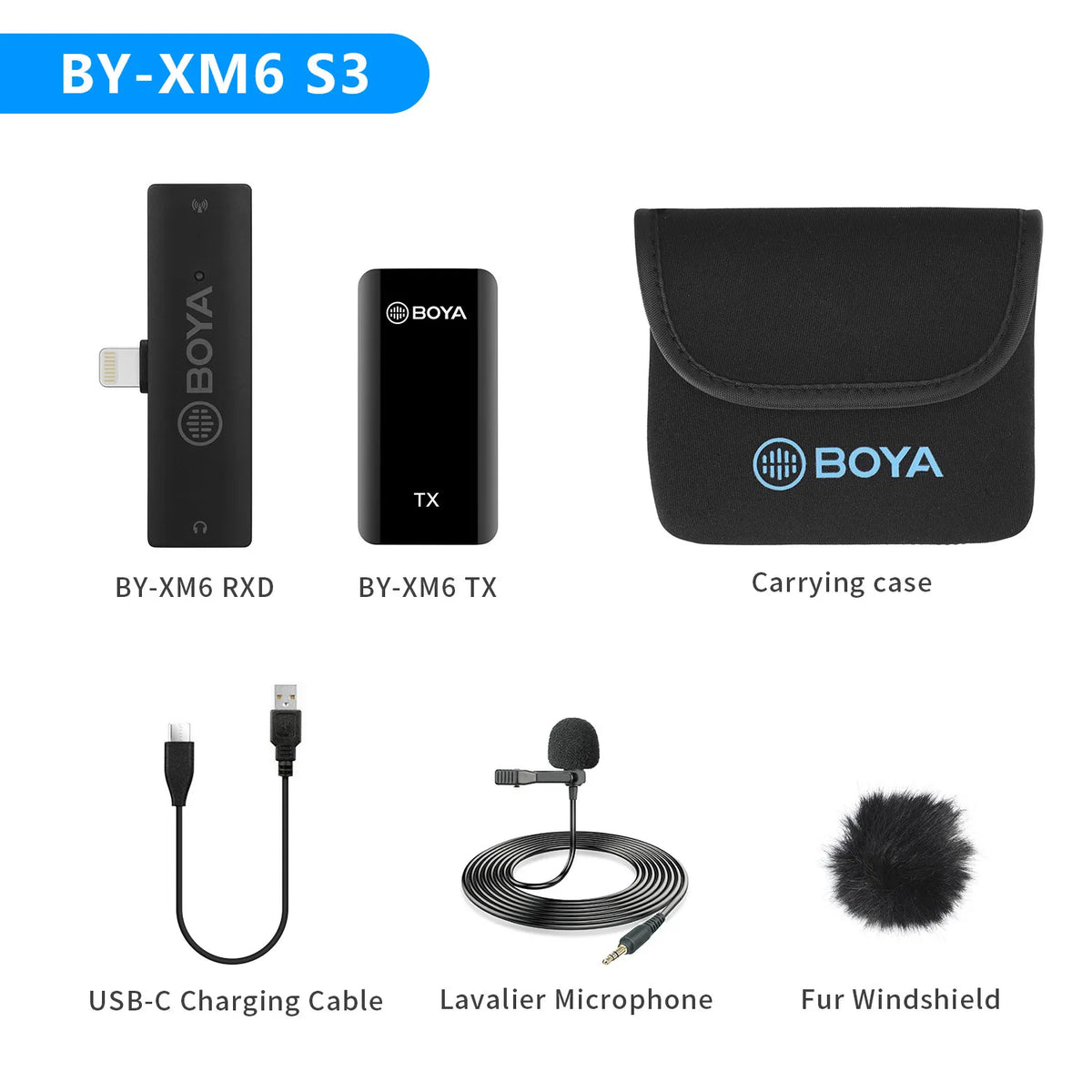BOYA BY-XM6 S 2.4GHz Condenser Wireless Lavalier Lapel Microphone for PC Mobile Android iPhone DSLRs Cameras Streaming Youtube
