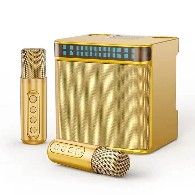 2 Mic Karaoke Machine Portable PA Speaker System Wireless Microphone Voice Changer Colorful LED Light Sing for Home Kids Adults