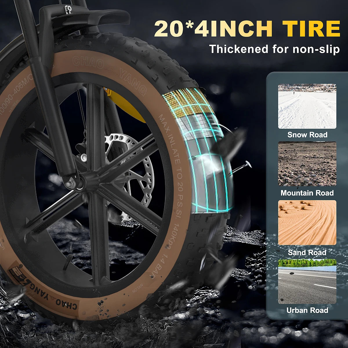 JANSNO X70 Electric Bike 48V 34Ah Removable Dual Battery 20&quot; Fat Tire Electric Bike 750W Motor 30MPH Electric Motorcycle 7 Speed