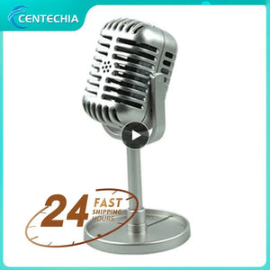 Simulation Classic Retro Dynamic Vocal Microphone Vintage Style Mic Universal Stand For Live Performanc Karaoke Studio Recording - Stereotech